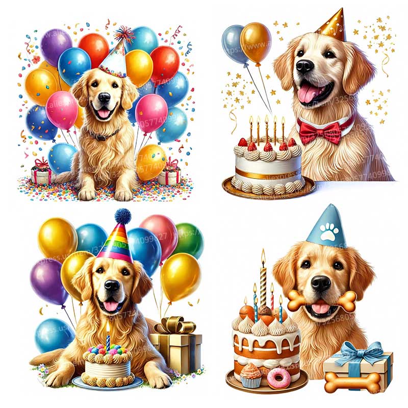 Happy Birthday Golden Retrieve - Pvc Panel Background recension och pris