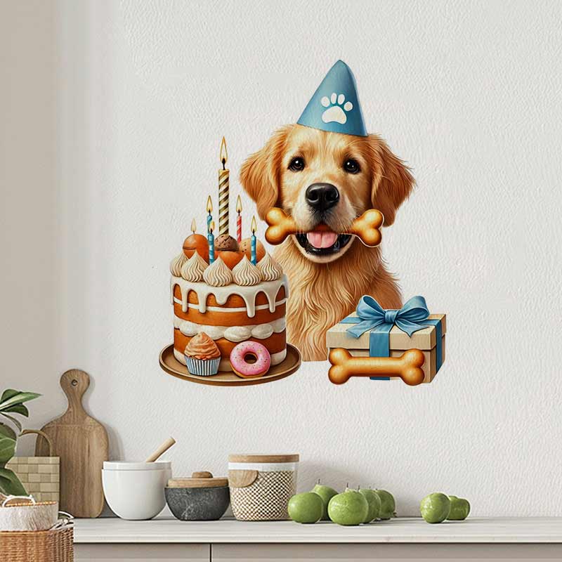 Happy Birthday Golden Retrieve - Pvc Panel Background recension och pris